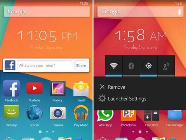 Giao diện Android được cài đặt thành công trên điện thoại Lumia