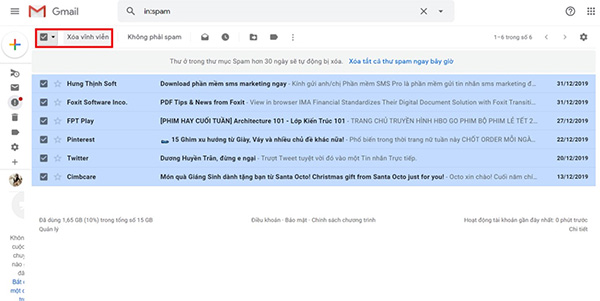 Xóa vĩnh viễn thư trong Thùng rác trên Gmail