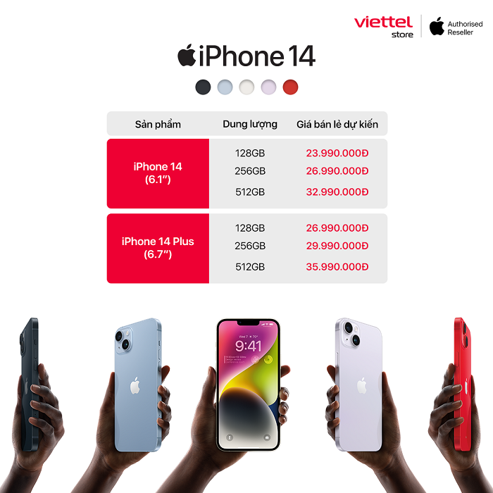 Giá dự kiến iPhone 14 Plus tại Viettel Store