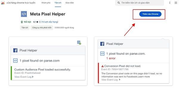 Dùng tiện ích Pixel Helper để kiểm tra xem mã đã hoạt động hay chưa