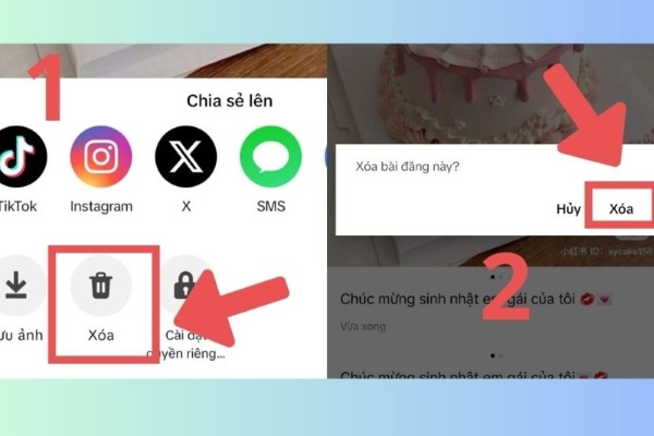 Chọn “Xóa” và xác nhận lại