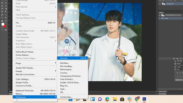 Mở Edit → Preferences → chọn Units & Rulers