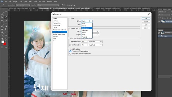Tại Rulers, chọn Centimeters và nhấn OK